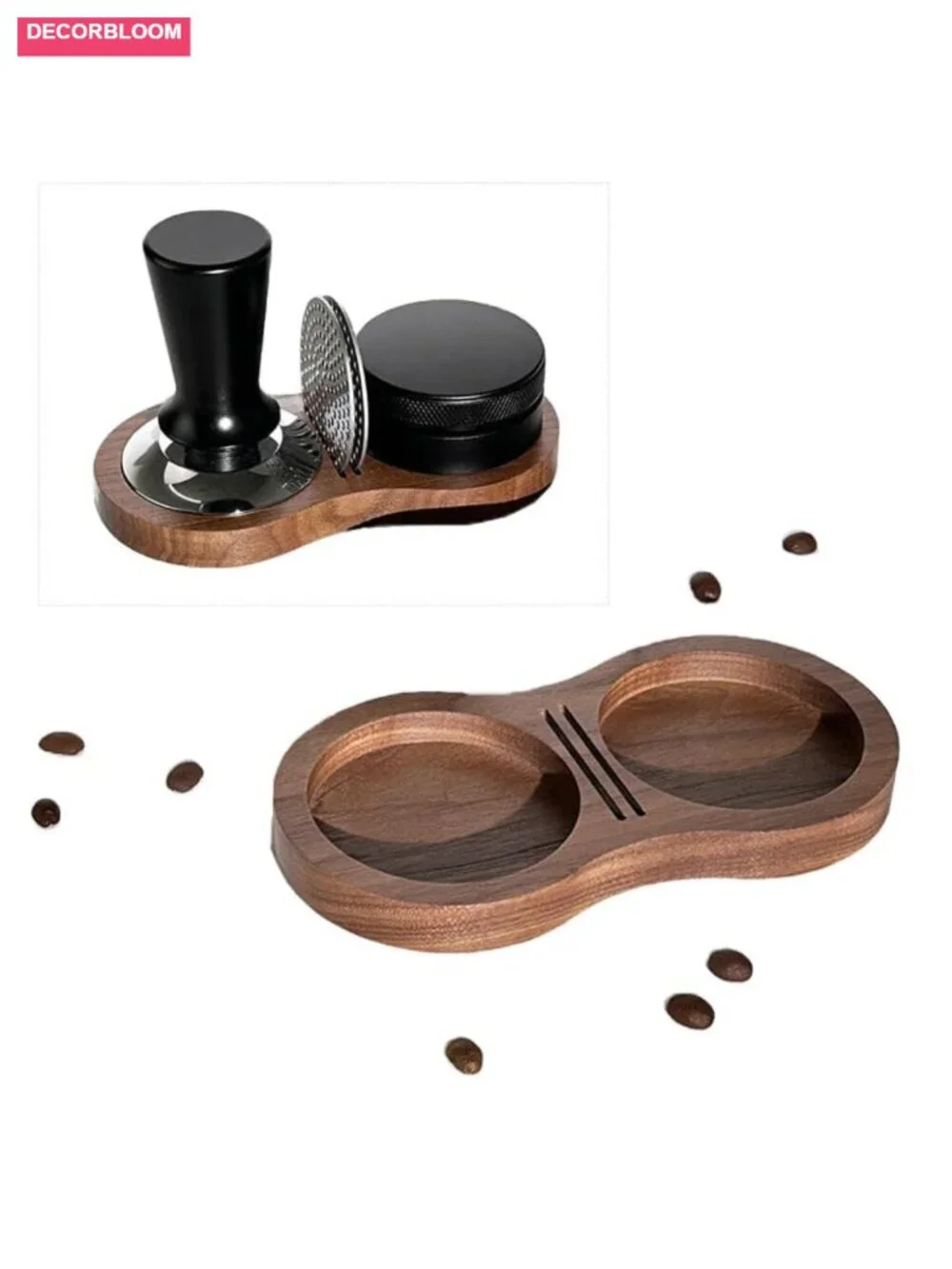 Espresso Tamping Station Walnut Coffee Organizer Tamper Holder Barista Tool